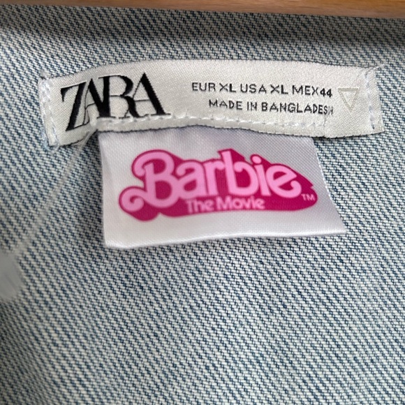 RARE BARBIE THE MOVIE Mattel X ZARA Light Blue y2k Denim Vest size XL- NWT - Picture 4 of 7